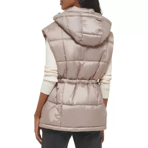 Levis Mens Quilted Megan Hooded Puffer JacketLight Grey Vest