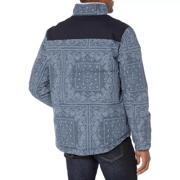 Levis Mens Quilted Mixed Media Shirttail Work Wear Puffer JacketFaded Blue Bandana