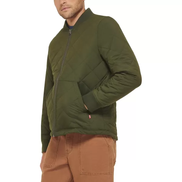 Levis Mens Quilted Open Bottom Bomber JacketArmy Green