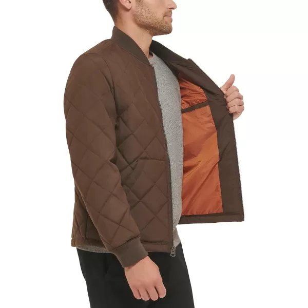 Levis Mens Quilted Open Bottom Bomber JacketDark Brown