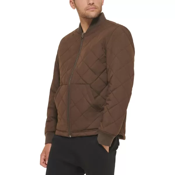 Levis Mens Quilted Open Bottom Bomber JacketDark Brown