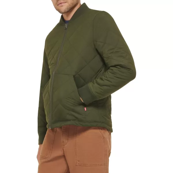 Levis Mens Quilted Open Bottom Bomber JacketMilitary Army Green