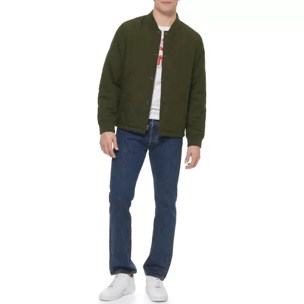 Levis Mens Quilted Open Bottom Bomber JacketNew Olive