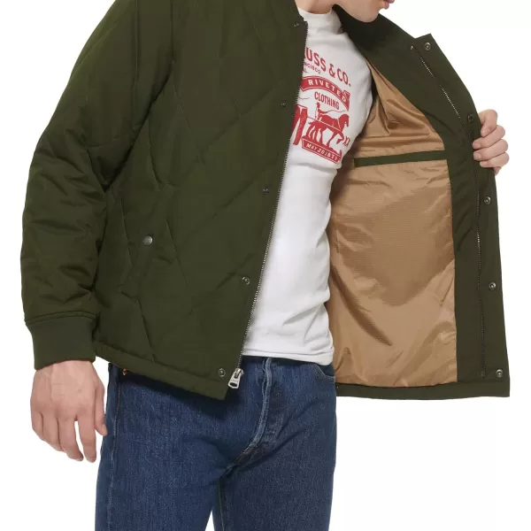 Levis Mens Quilted Open Bottom Bomber JacketOlive Onion Quilt