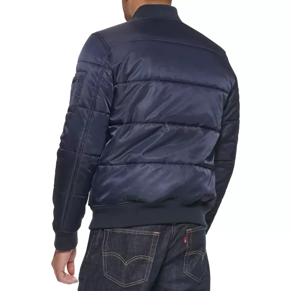 Levis Mens Quilted Puffer Bomber JacketNavy