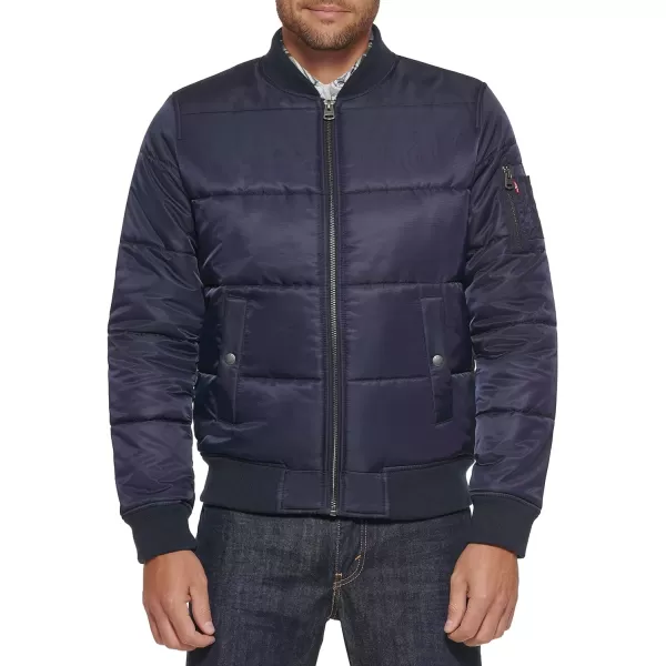 Levis Mens Quilted Puffer Bomber JacketNavy