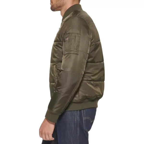 Levis Mens Quilted Puffer Bomber JacketOlive