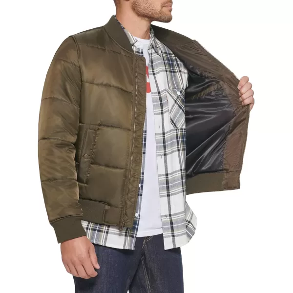 Levis Mens Quilted Puffer Bomber JacketOlive