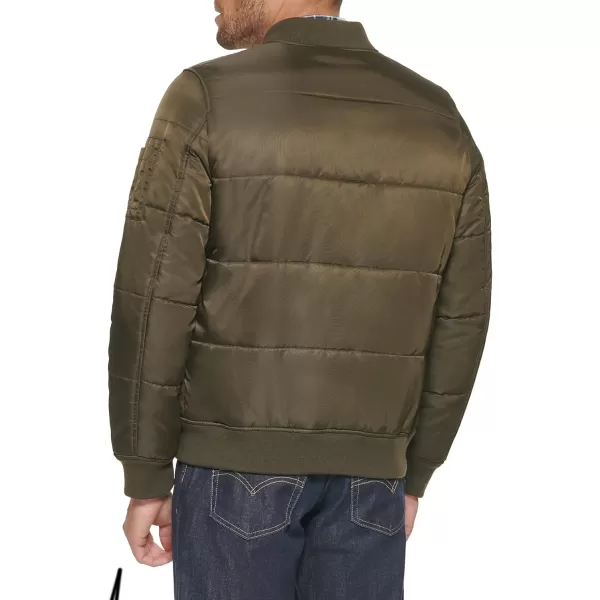 Levis Mens Quilted Puffer Bomber JacketOlive