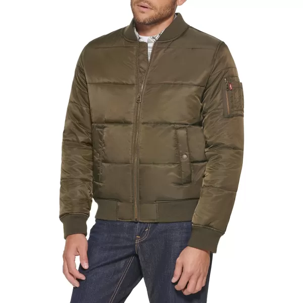 Levis Mens Quilted Puffer Bomber JacketOlive