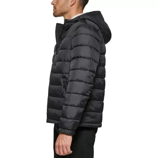 Levis Mens Quilted Puffer with Sherpa Lined HoodBlack