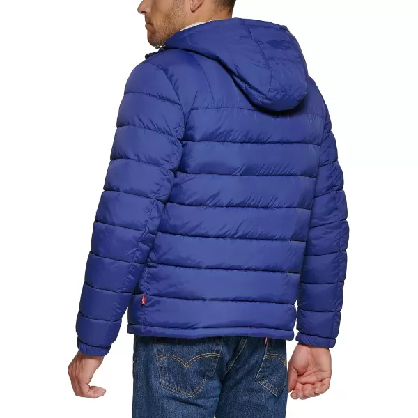 Levis Mens Quilted Puffer with Sherpa Lined HoodRoyal Blue