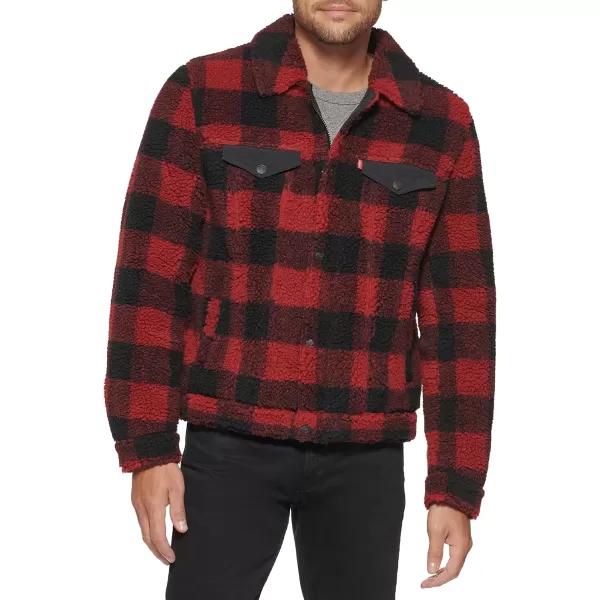 Levis Mens Sherpa Trucker Jacket Also Available in Big amp TallStandard Red PlaidBlack