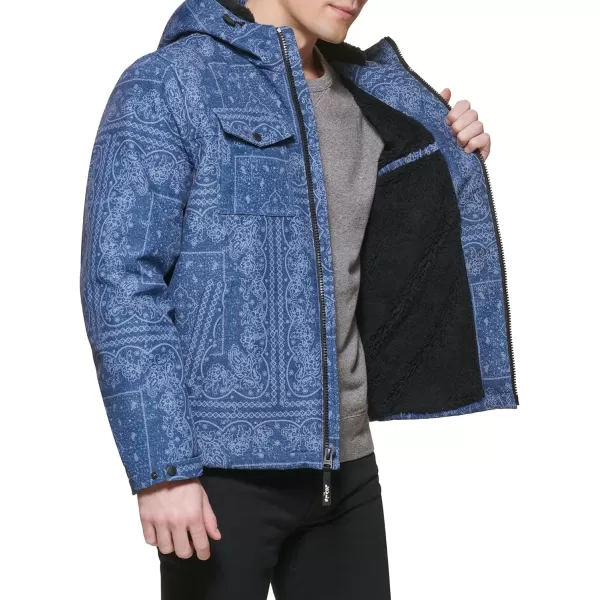 Levis Mens Soft Shell Hooded Storm Coat Regular  Big  Tall SizesFaded Blue Bandana Sherpa