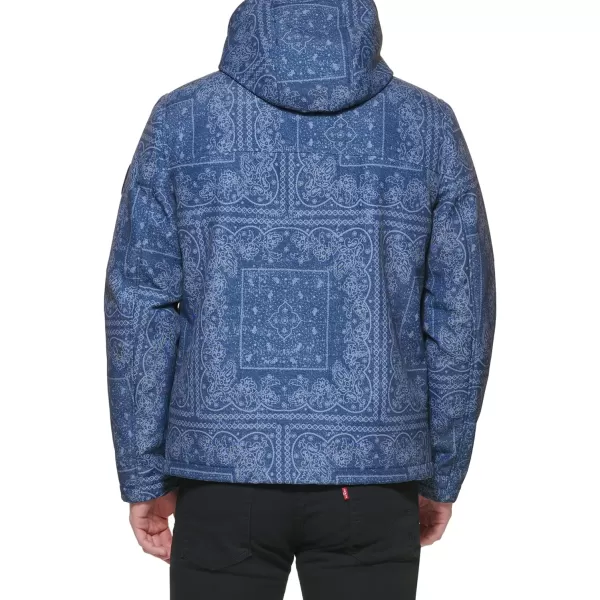 Levis Mens Soft Shell Hooded Storm Coat Regular  Big  Tall SizesFaded Blue Bandana Sherpa