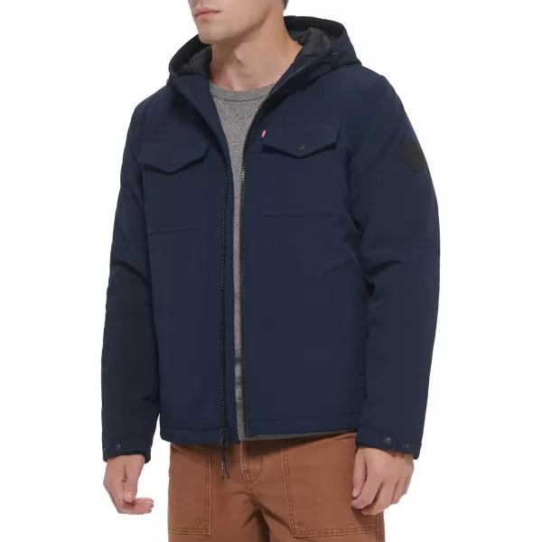 Levis Mens Soft Shell Hooded Storm Coat Regular  Big  Tall SizesMidnight