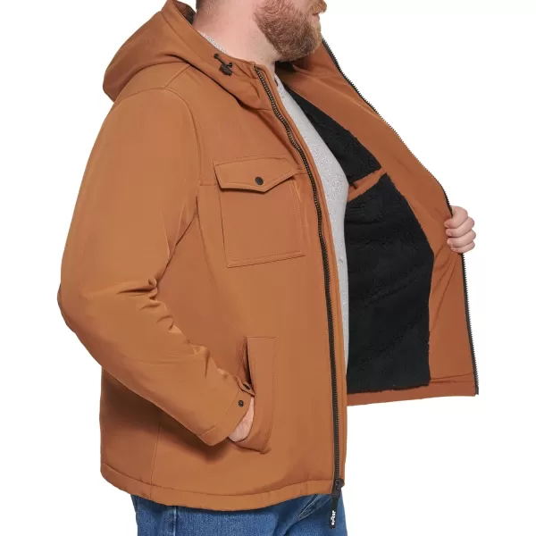 Levis Mens Soft Shell Hooded Storm Trucker JacketBrownSherpa Lined