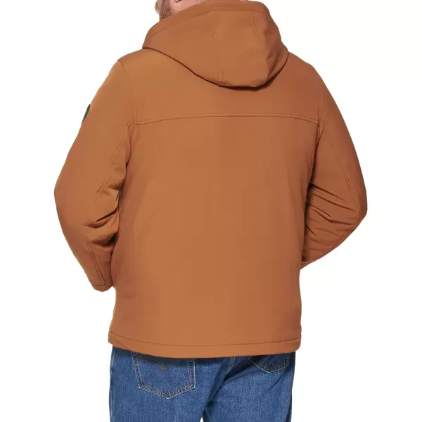 Levis Mens Soft Shell Hooded Storm Trucker JacketBrownSherpa Lined