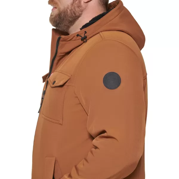 Levis Mens Soft Shell Hooded Storm Trucker JacketBrownSherpa Lined