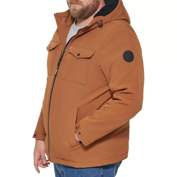 Levis Mens Soft Shell Hooded Storm Trucker JacketBrownSherpa Lined