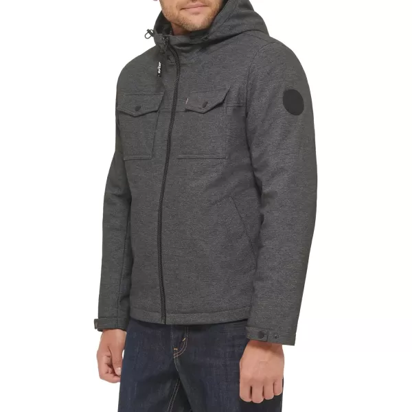 Levis Mens Soft Shell Hooded Storm Trucker JacketGraphiteQuilted Lining