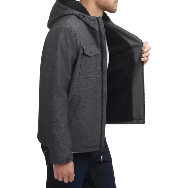 Levis Mens Soft Shell Hooded Storm Trucker JacketGraphiteSherpa Lined