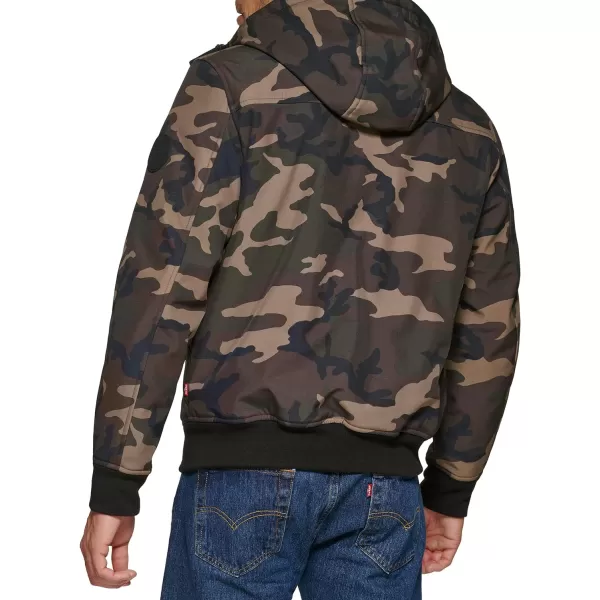 Levis Mens Soft Shell Sherpa Lined Hoody Bomber JacketCamouflage