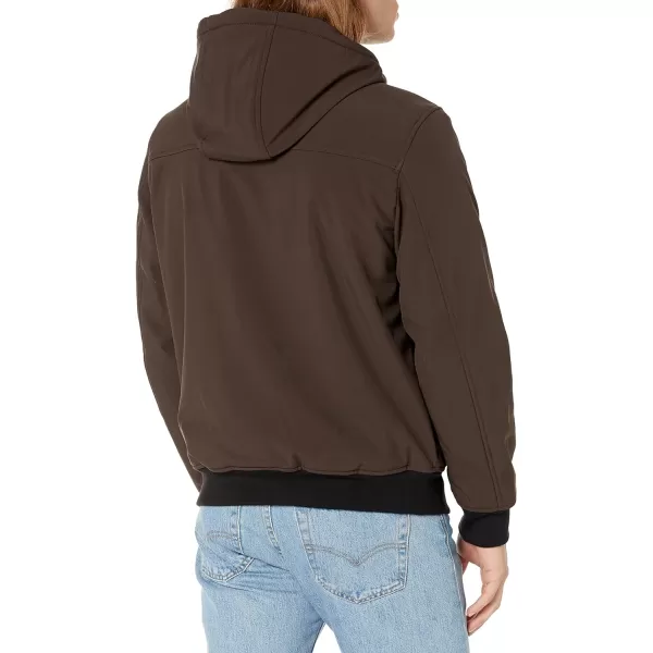 Levis Mens Soft Shell Sherpa Lined Hoody Bomber JacketDark Brown