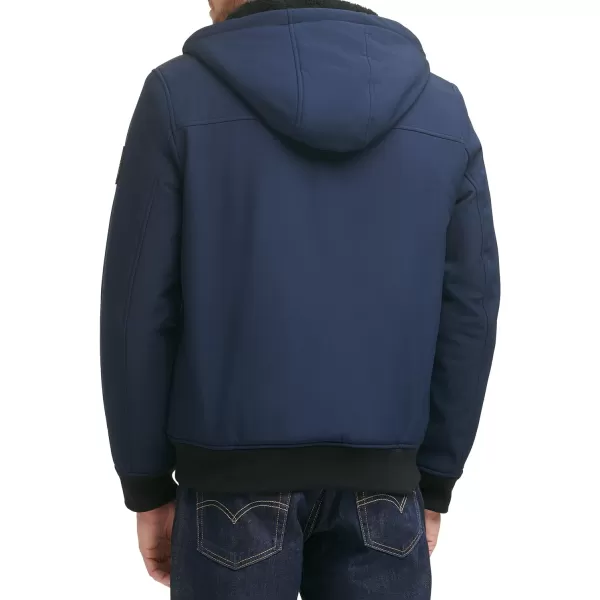 Levis Mens Soft Shell Sherpa Lined Hoody Bomber JacketMidnight