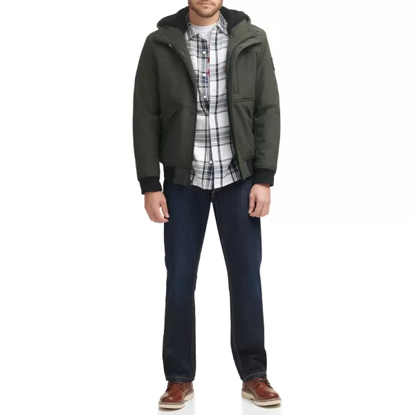 Levis Mens Soft Shell Sherpa Lined Hoody Bomber JacketOlive