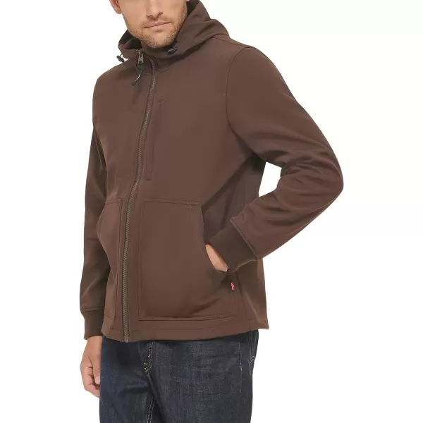 Levis Mens Soft Shell Trail Hoody JacketDark Brown