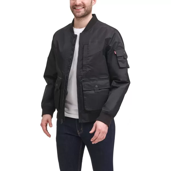 Levis Mens Varsity Bomber Trucker JacketBlack Patch Pockets