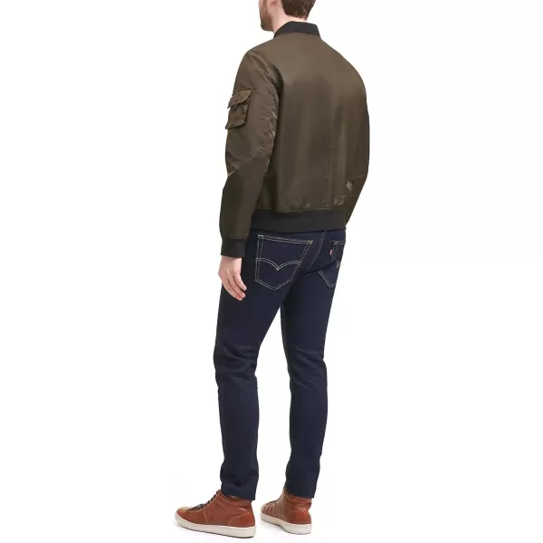 Levis Mens Varsity Bomber Trucker JacketOlive Patch Pockets