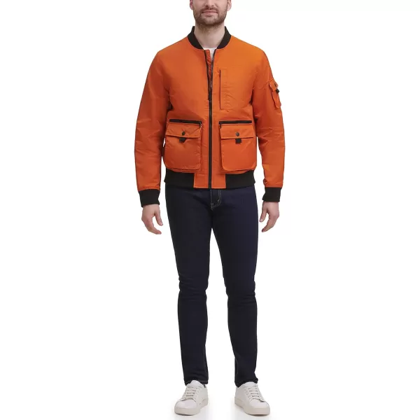 Levis Mens Varsity Bomber Trucker JacketOrange Patch Pockets