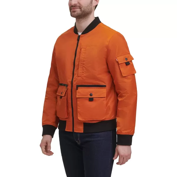 Levis Mens Varsity Bomber Trucker JacketOrange Patch Pockets