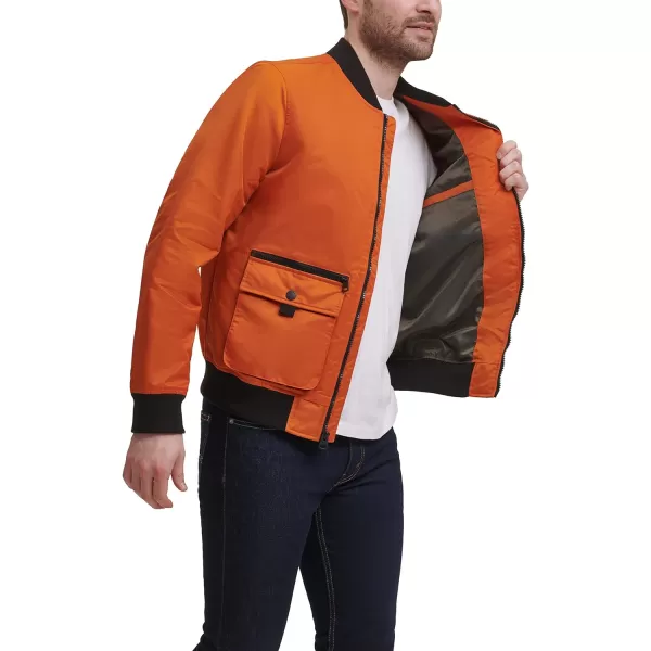 Levis Mens Varsity Bomber Trucker JacketOrange Patch Pockets