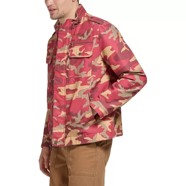 Levis Mens Washed Cotton Military Jacket Regular amp Big amp Tall SizesKhaki Red Camo