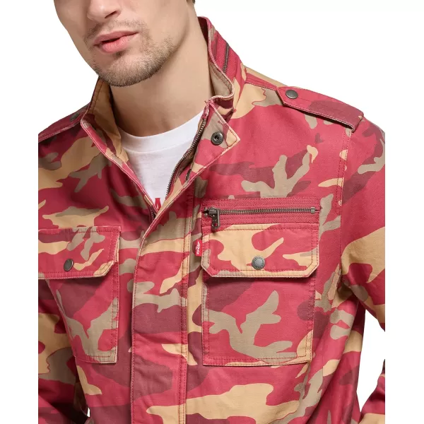 Levis Mens Washed Cotton Military Jacket Regular amp Big amp Tall SizesKhaki Red Camo