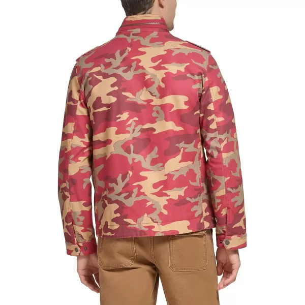 Levis Mens Washed Cotton Military Jacket Regular amp Big amp Tall SizesKhaki Red Camo