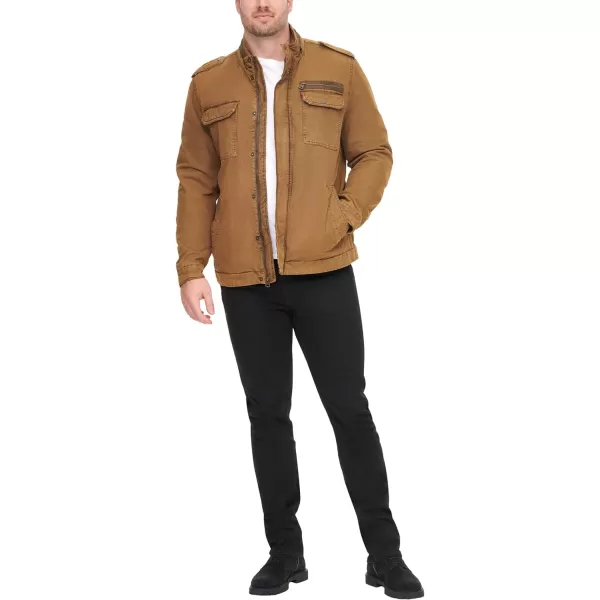 Levis Mens Washed Cotton Military Jacket Regular amp Big amp Tall SizesWorker Brown Filled