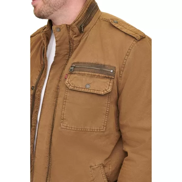 Levis Mens Washed Cotton Military Jacket Regular amp Big amp Tall SizesWorker Brown Filled
