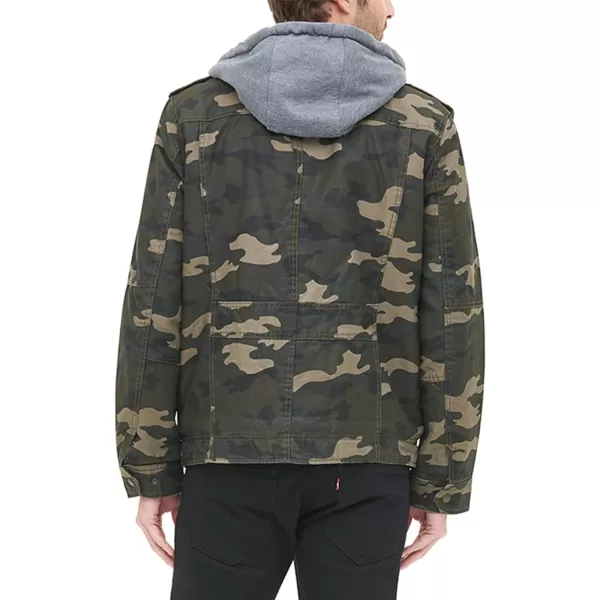 Levis Mens Washed Cotton Military Jacket with Removable Hood Standard and Big amp Tall Camouflage MediumLevis Mens Washed Cotton Military Jacket with Removable Hood Standard and Big amp Tall Camouflage Medium