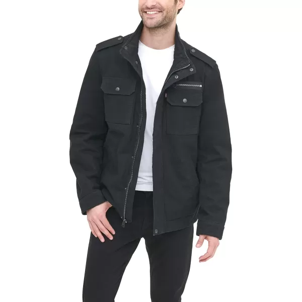 Levis Mens Washed Cotton Military JacketBlack