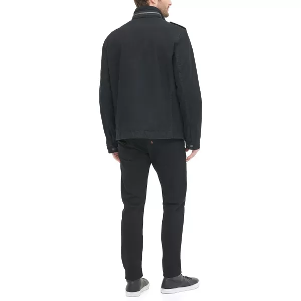 Levis Mens Washed Cotton Military JacketBlack Unfilled