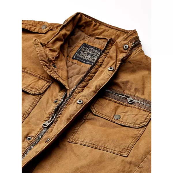 Levis Mens Washed Cotton Military JacketBrown