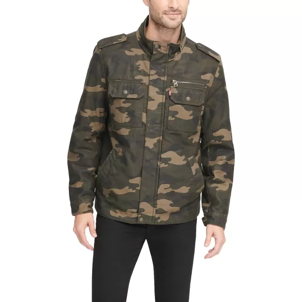 Levis Mens Washed Cotton Military JacketCamouflage