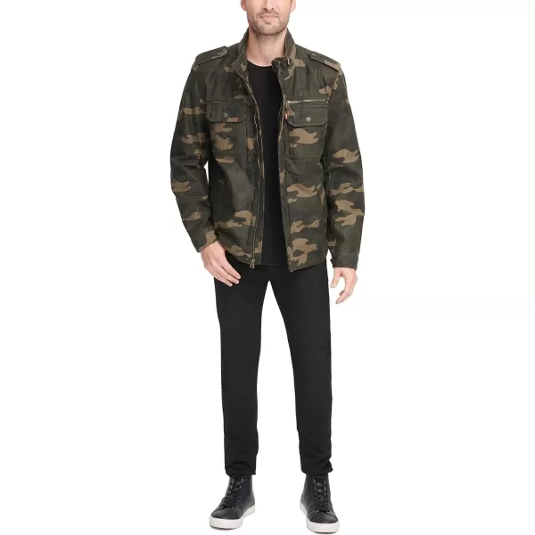 Levis Mens Washed Cotton Military JacketCamouflage