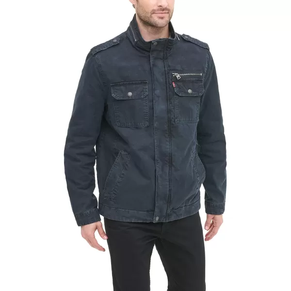 Levis Mens Washed Cotton Military JacketDeep Navy