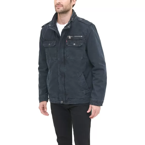 Levis Mens Washed Cotton Military JacketDeep Navy