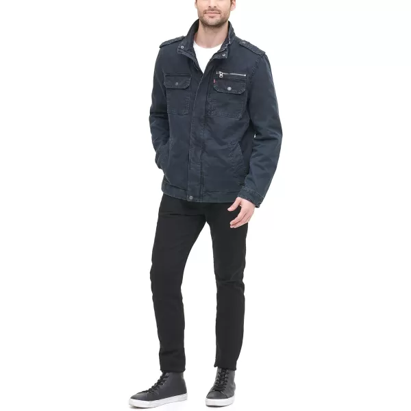 Levis Mens Washed Cotton Military JacketDeep Navy